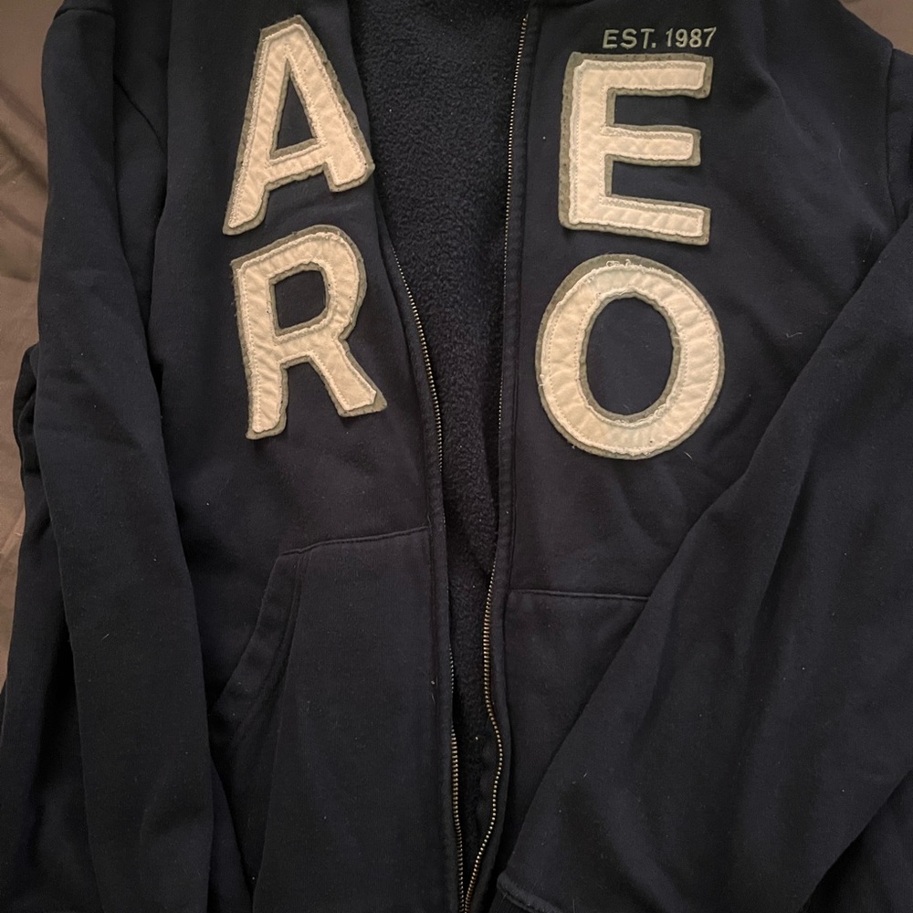 Aeropostale, Men’s zip jacket with hood, XL, Navy Blue